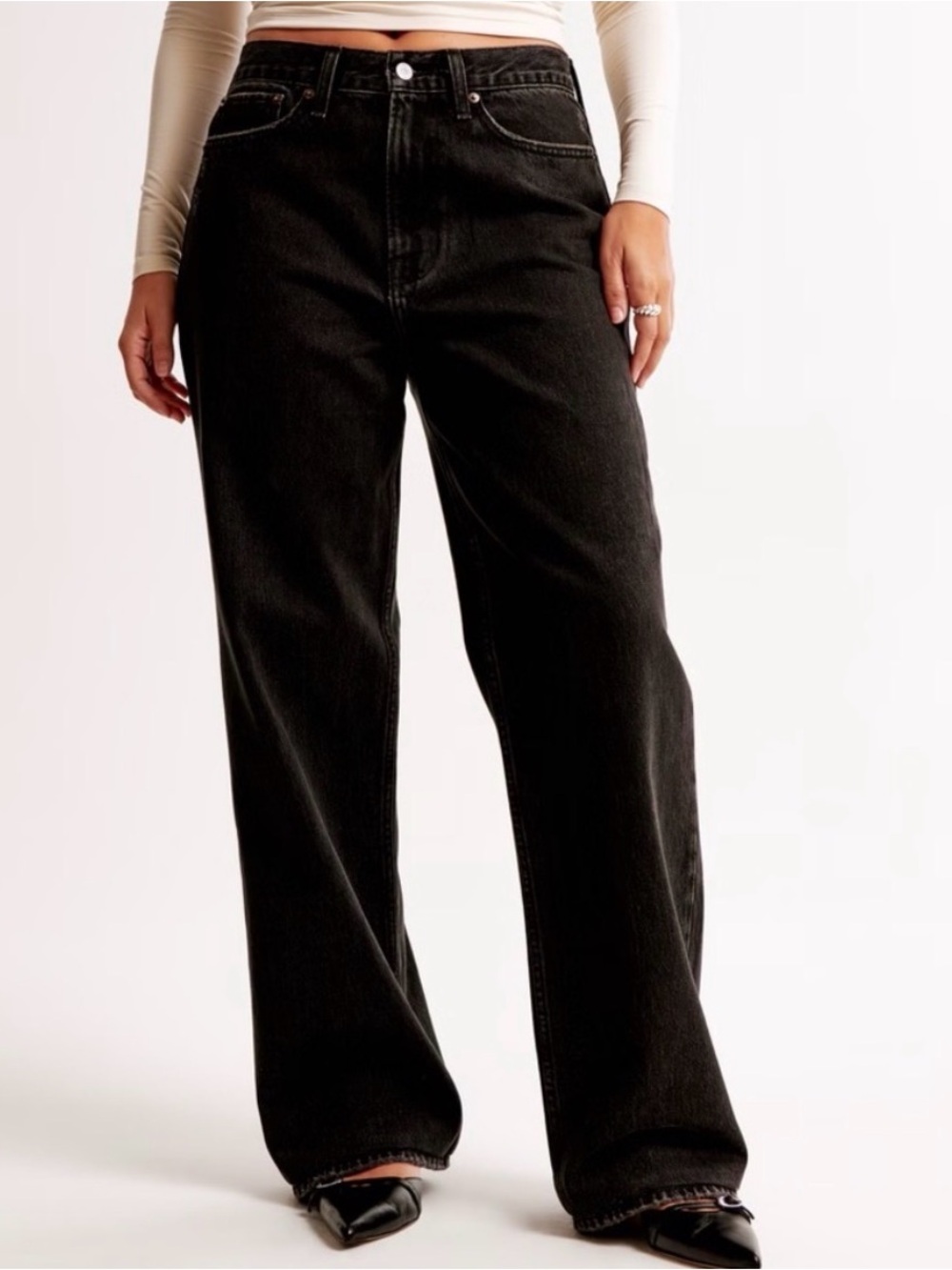 Abercrombie & Fitch The Slouchy Jeans Midrise Curve Love Black 29 8